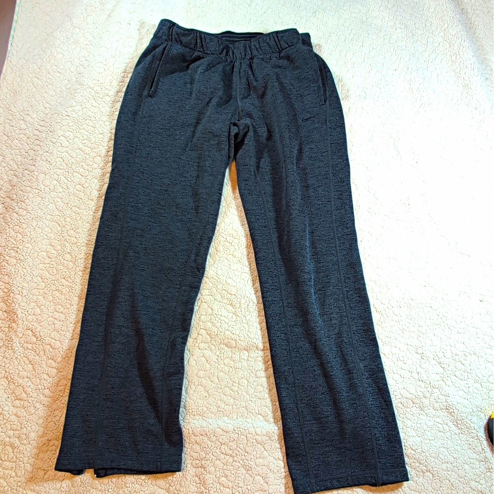 Nike Men's Medium Gray Therma-FIT Sweatpants Open Hem Ankle Zip Athletic Pants